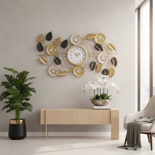 Artistic Floral Vine Metal Wall Clock