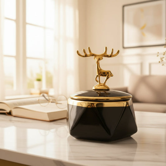 Ceramic Deer Lid Ashtray Set