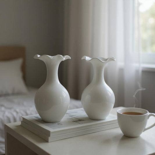 White Vase with Petal Rim