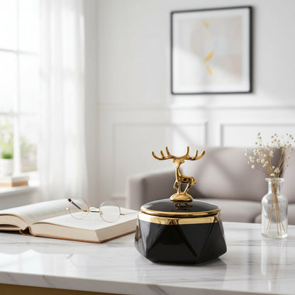 Ceramic Deer Lid Ashtray Set