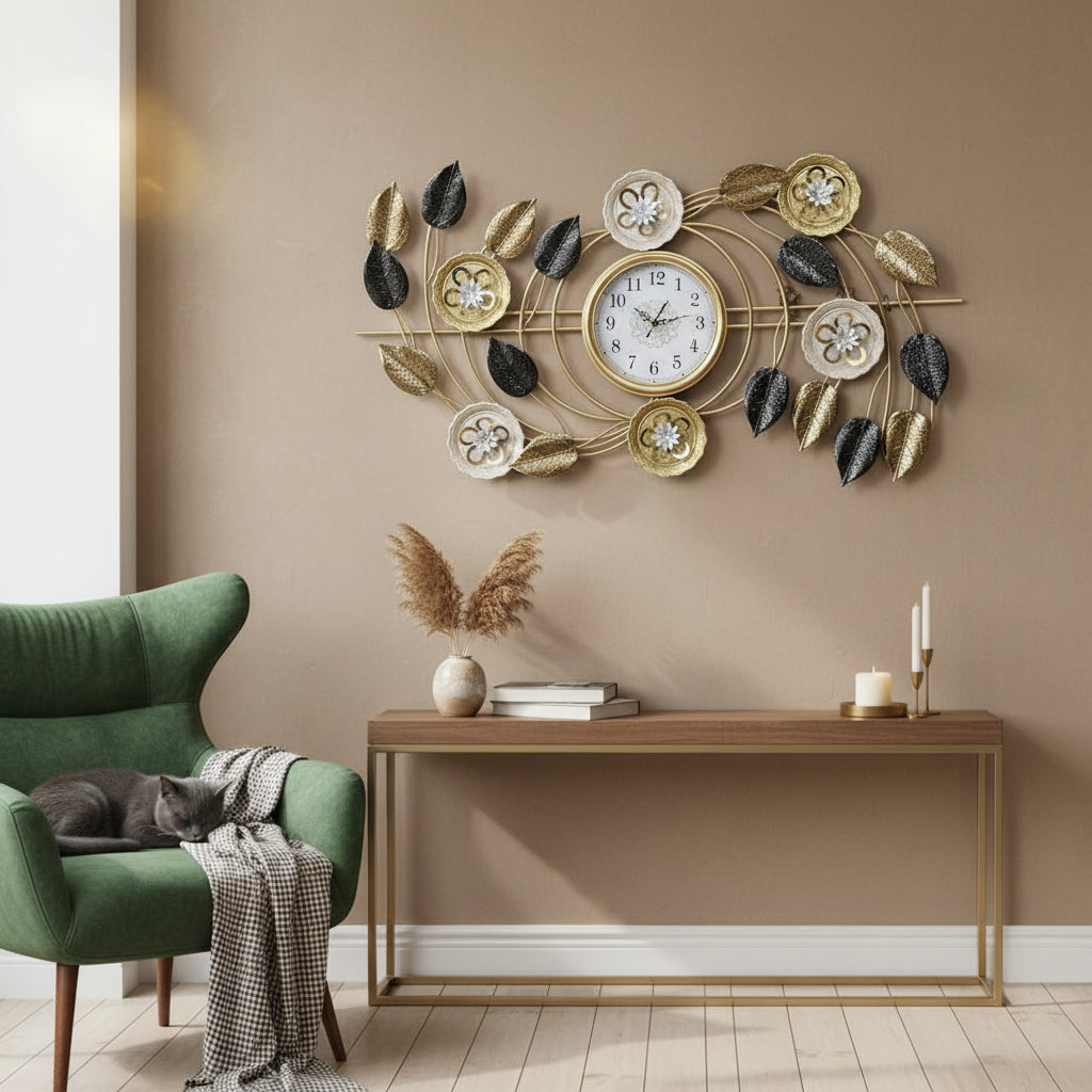 Artistic Floral Vine Metal Wall Clock